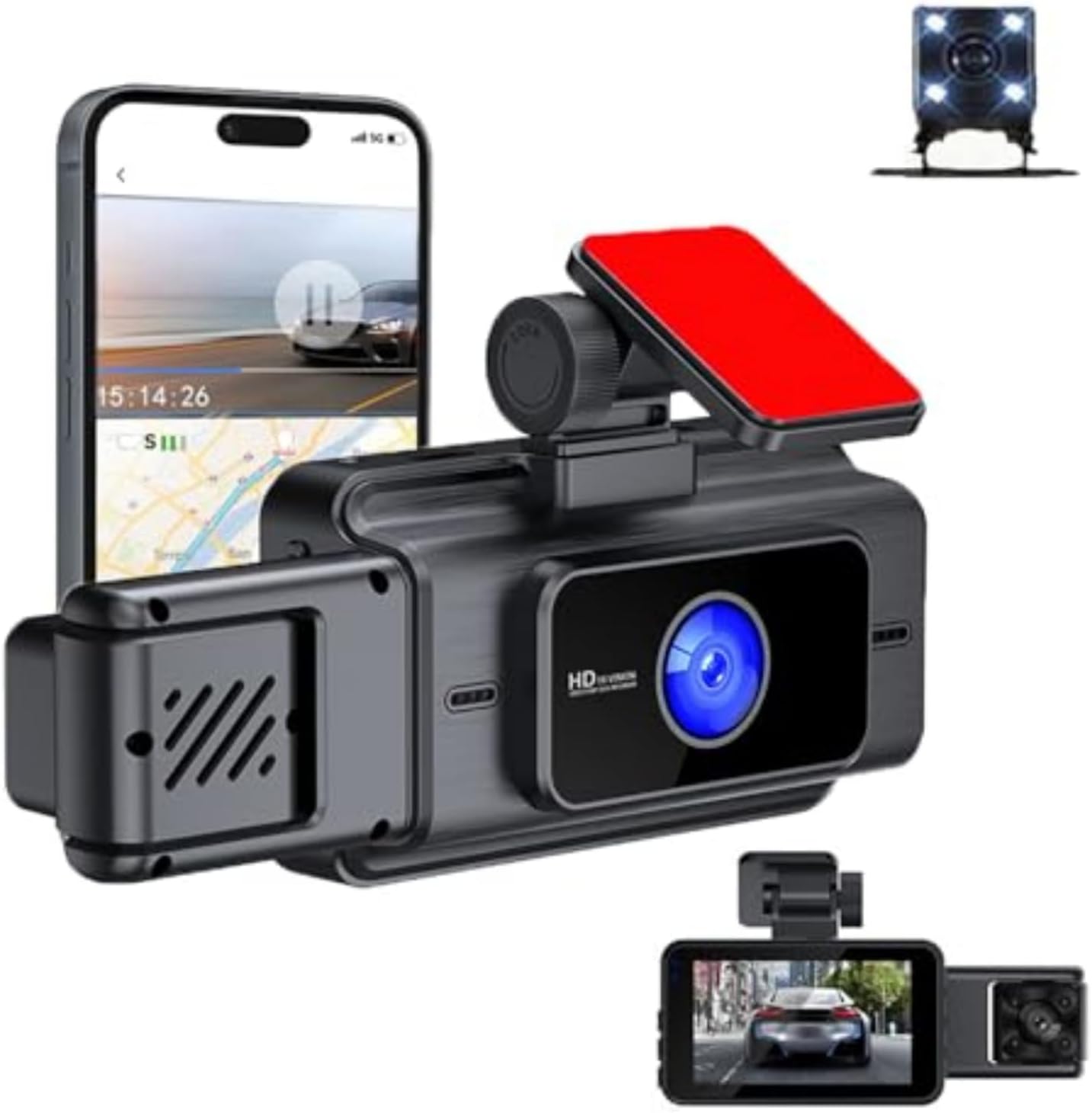 Dash Cam for MG HS 2020–2025, 3” IPS Dashcam for Cars with Built-in WiFi G-Sensor, 170° Wide Angle, Loop Recording Dashboard Camera Support 128GB Max