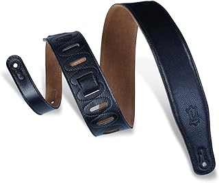 Levy's Leathers M26GF-BLK 2.5-inch Strap with Garment Leather Top,Black