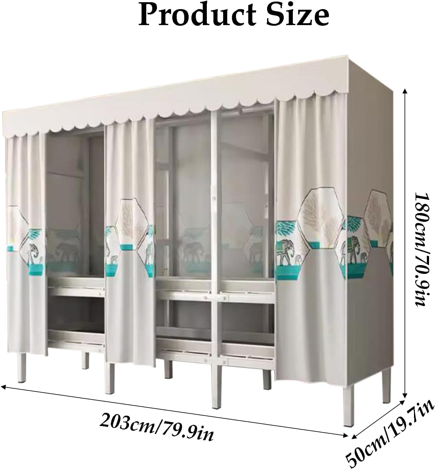 Rieort Large Closet Metal Iron Frame Wardrobe Closet Foldable Clothes Closet for Bedroom Hanging Light Portable Wardrobe Closet