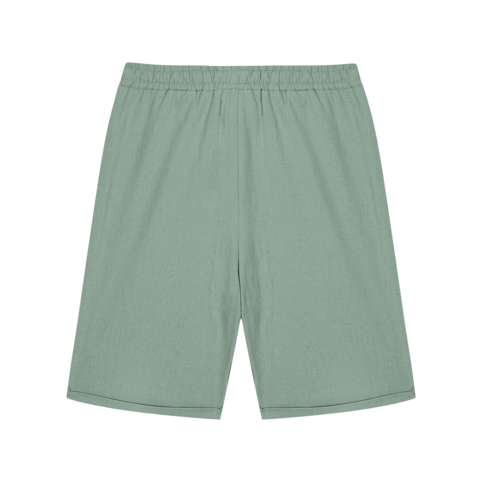 Pantalones cortos casuales para niña hasta la rodilla, cintura alta, verano, cordón, verde oliva