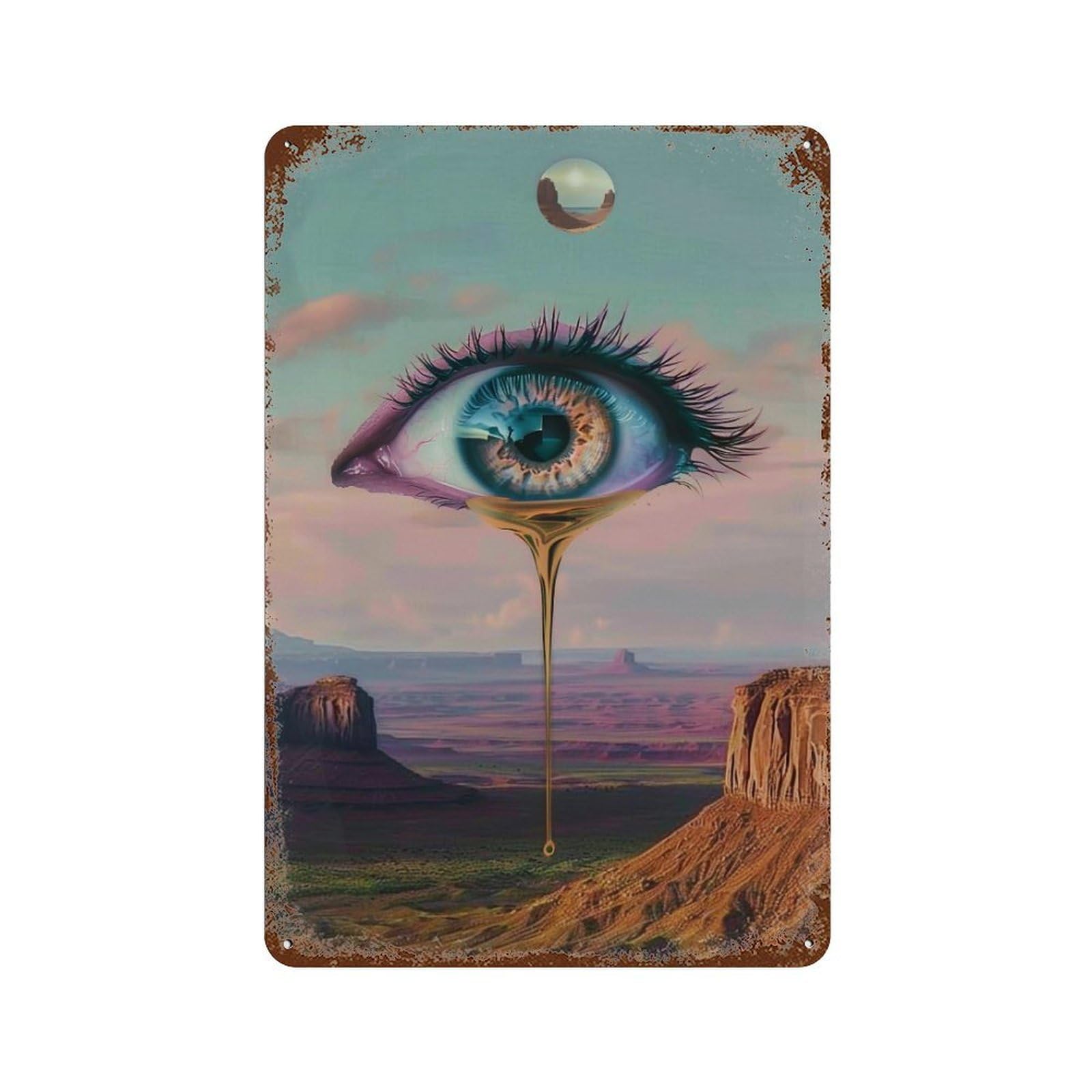 YHGERTKU Dali's Surrealism Tear Over Canyon 02 Wall Art Retro Iron Vintage Metal Tin Sign Poster Modern Decor for Living Rooms Gift 30x20cm
