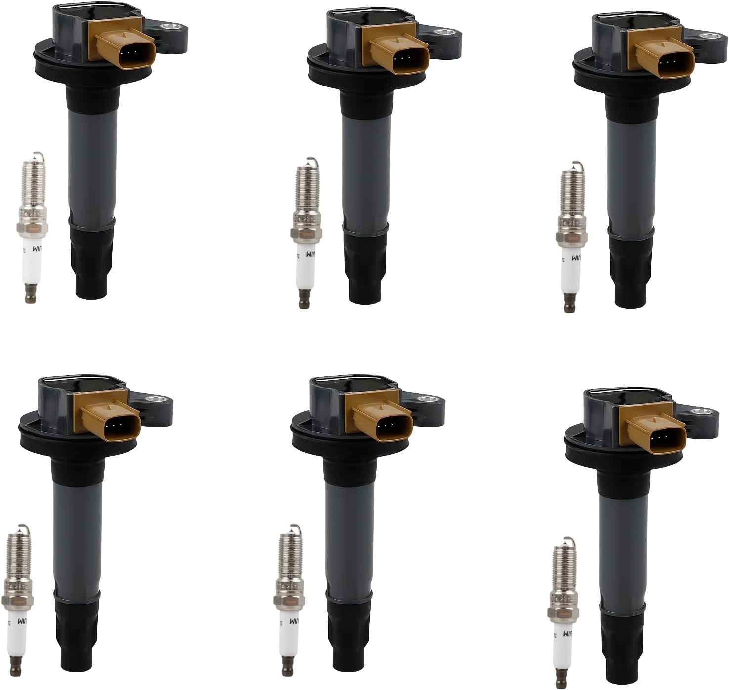 Set of 6 Ignition Coils Pack and Spark Plug Compatible with Ford Lincoln, Expedition Explorer F-150 Flex Taurus Transit-150/250/350, MKS/MKT Navigator 2011-2017 Replacement for UF646 NGK94374