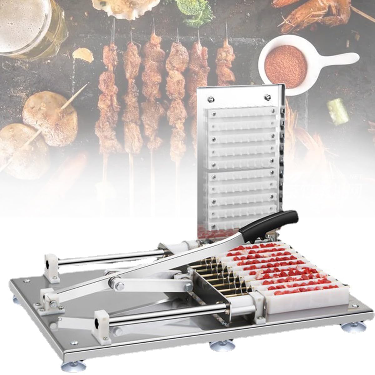 HTTGDGDH Multifunctional Barbecue Meat Skewer Machine, Barbecue Meat Skewer, Fast Portable Meat Skewer, Barbecue Meat Skewer Maker 10 Holes,