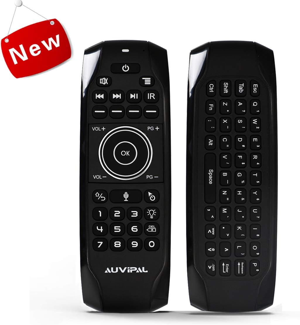 G9 Pro Backlit 2.4GHz Air Mouse Remote with Google Voice Assistant, QWERTY Keyboard, 5 Programmable Keys and Build-in Rechargeable Battery Only for Android TV Box (Not for Nvidia Shield)