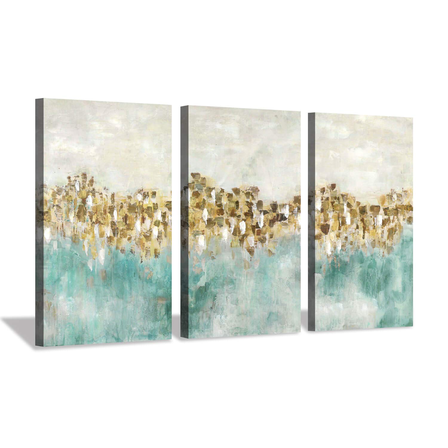 抽象画 青と金のアート