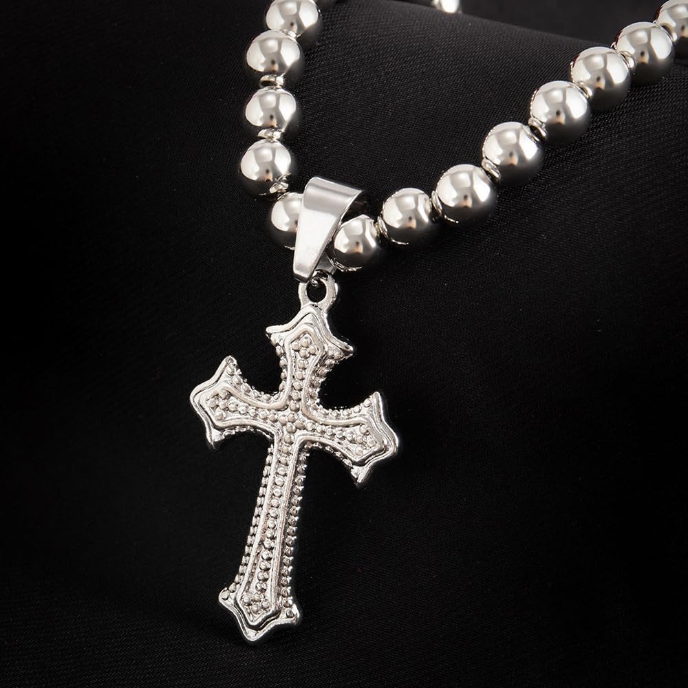 Cross Pendant Necklace Bead Necklace Gift for Women - Image 5