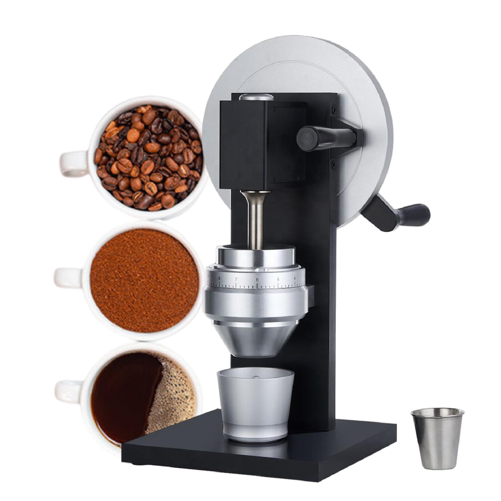 Młynek Żarnowy do Kawy, Ręczny Młynek z Precyzyjnymi Ustawieniami Mielenia, Młynki do Ziaren Kawy z Korbą Ręczną do Espresso/Drip/Cold Brew/French Press