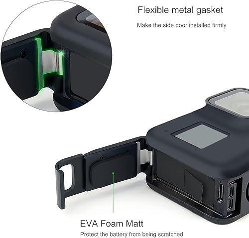 Miniatura 4 de SOONSUN Cubierta de puerta lateral de aluminio para GoPro Hero 8 negro extraíble batería puerta cubierta con puerto tipo C para GoPro Hero8 negro,