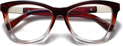 Vista 10 de Bevi Gafas de lectura antifatiga ocular, bloqueo de luz azul, marco cuadrado grande de gran tamaño con bisagra de metal para mujeres y hombres