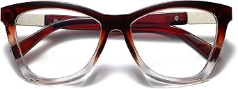Bevi Reading Glasses Anti Eyestrain Blue Light Blocking Large Square Oversize Frame with Metal Hinge for Women and Men
