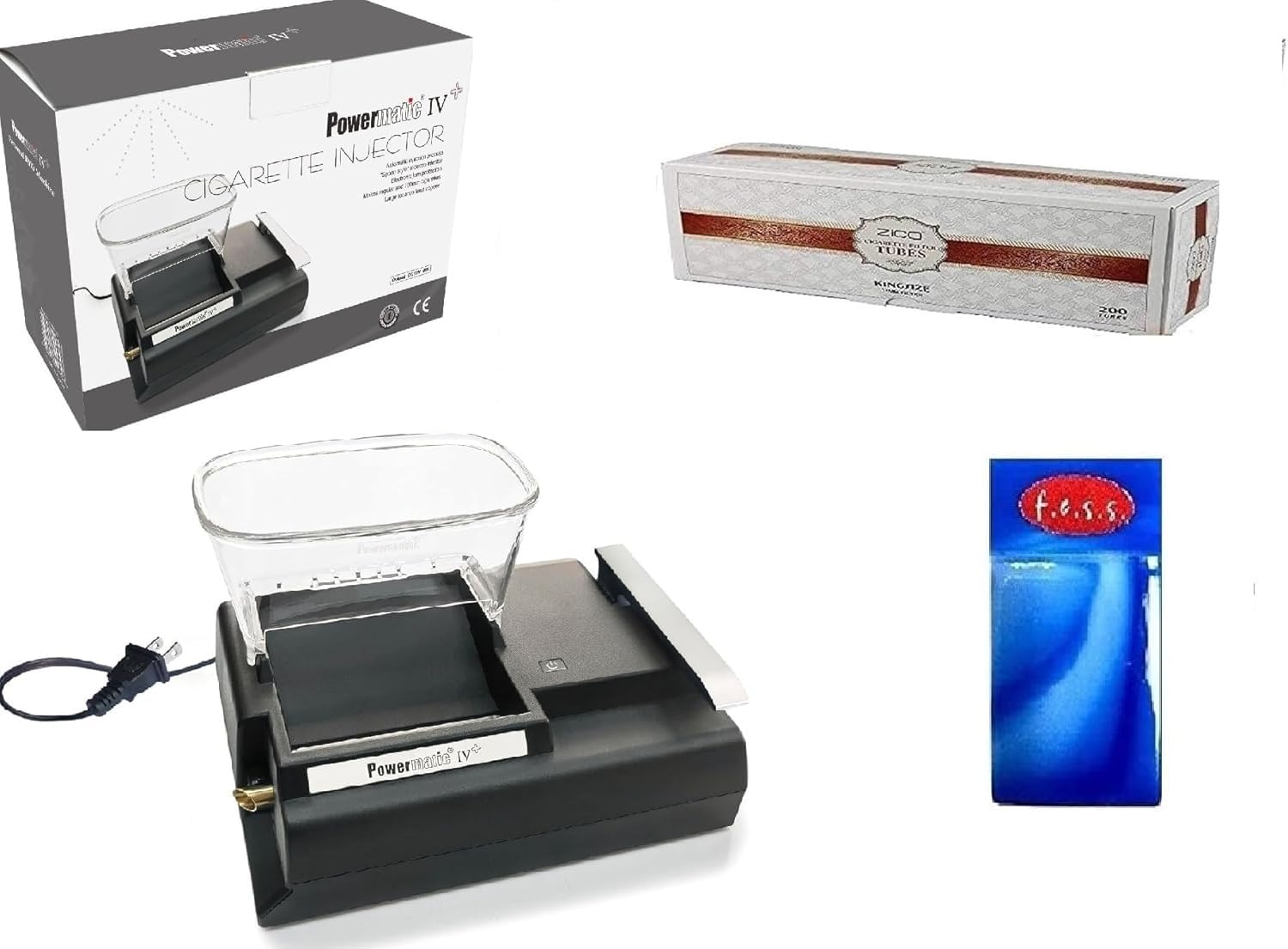 Amazon.com: Powermatic 4+ Plus Electric Cigarette Injector Machine Bundle  with FESS Assorted Design One Pack of Case with Tube : Health & Household