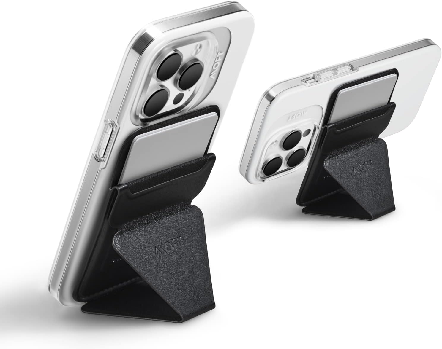 Magnetic Wallet Stand Compatible with iPhone 15/14/13/12 Series, Angle Adjustment & Magsafe Compatible MOVAS Phone Stand,Jet Black