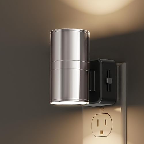 Miniatura 16 de Luz nocturna L LOHAS LED, luces nocturnas regulables enchufables a la pared, [1 unidad] lámpara nocturna de metal para adultos, luces nocturnas