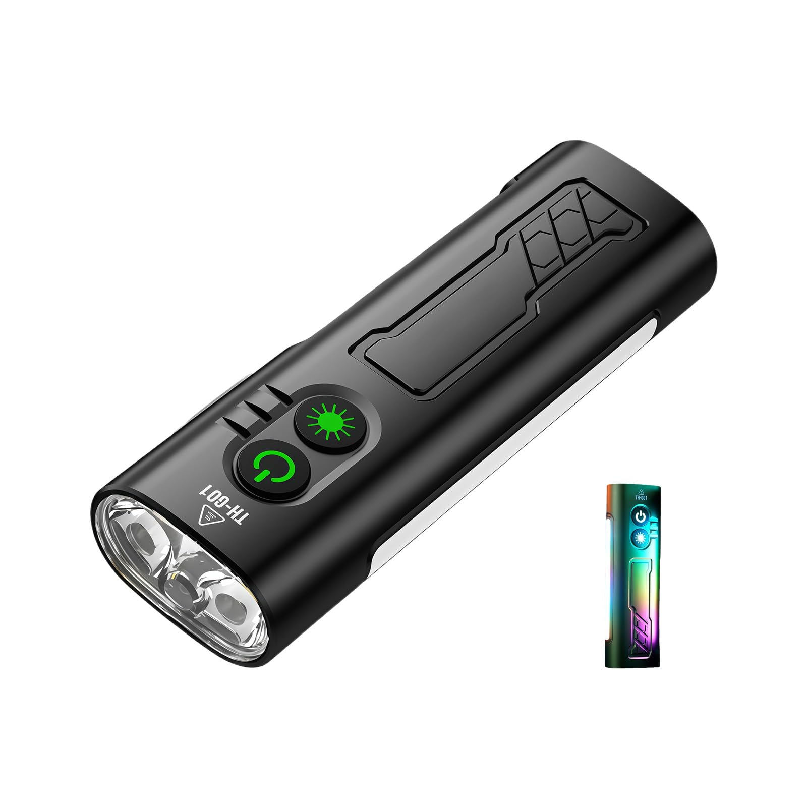 Torcia magnetica con clip in lega di alluminio, colore nero