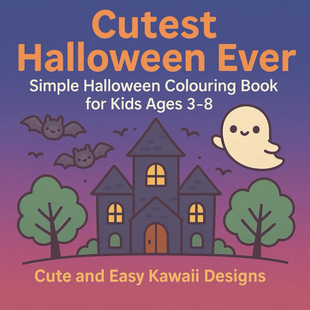 Cutest Halloween Ever: Simple Halloween Colouring Book for Kids Ages 3–8 – Cute and Easy Kawaii Designs: Adorable, Fun, and Simple Halloween Colouring ... Toddlers, Preschool, and Early Primary Kids