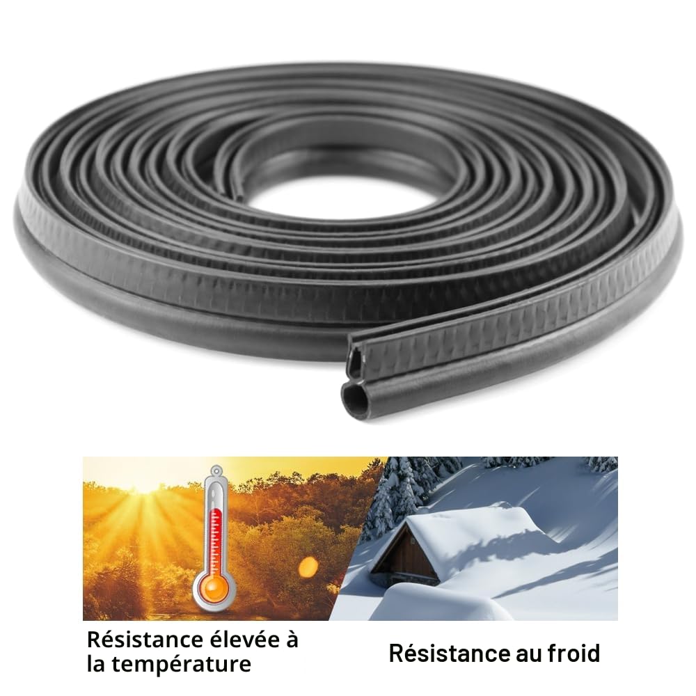 Joint de Porte de Voiture, Profil de Protection des Bords avec Joint Supérieur, pour Voitures, Bateaux, Camping-Cars, Camions et Applications Domestiques, Protection Contre les Intempéries (6M)