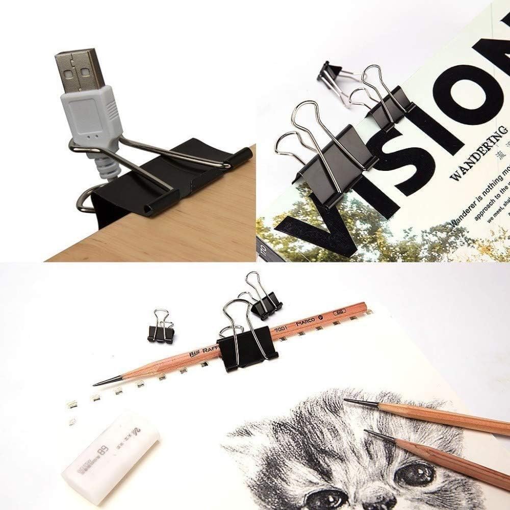 Klips składany Metalowe klipsy Klipsy segregatorasclipsbinder, Klipsy składane, spinacze do papieru Klipy Bulldog Metalowy klips na zawiasie 32 mm Czarny segregator do zdjęć Artykuły do ​​domowego biu