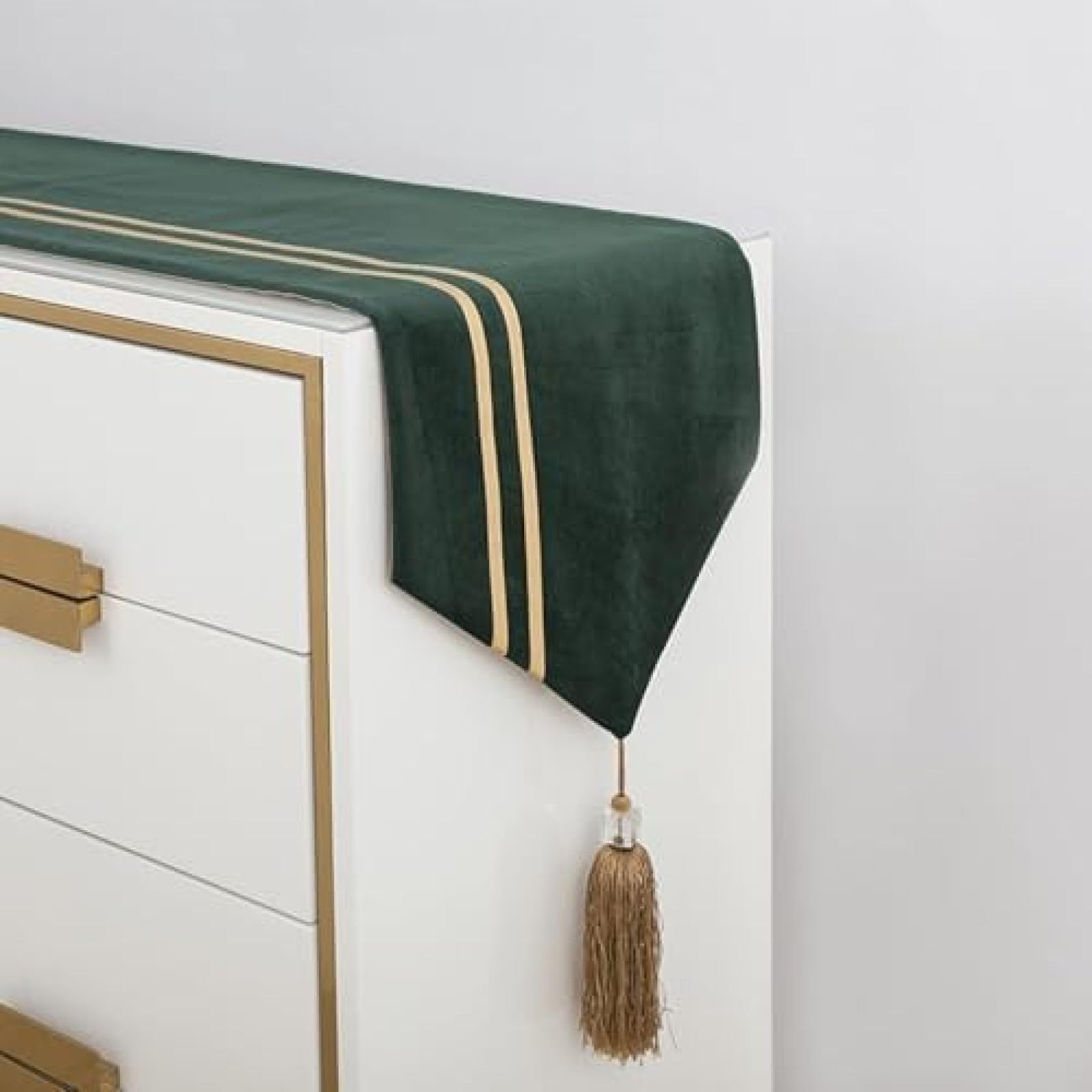 Tischläufer mit Quasten, 30,5 x 160 cm, Baumwollleinen-Tischdecke für Küche/Wohnzimmer/Esszimmer, Party-Dekorationsmatte (Farbe: Grau) (Grün)