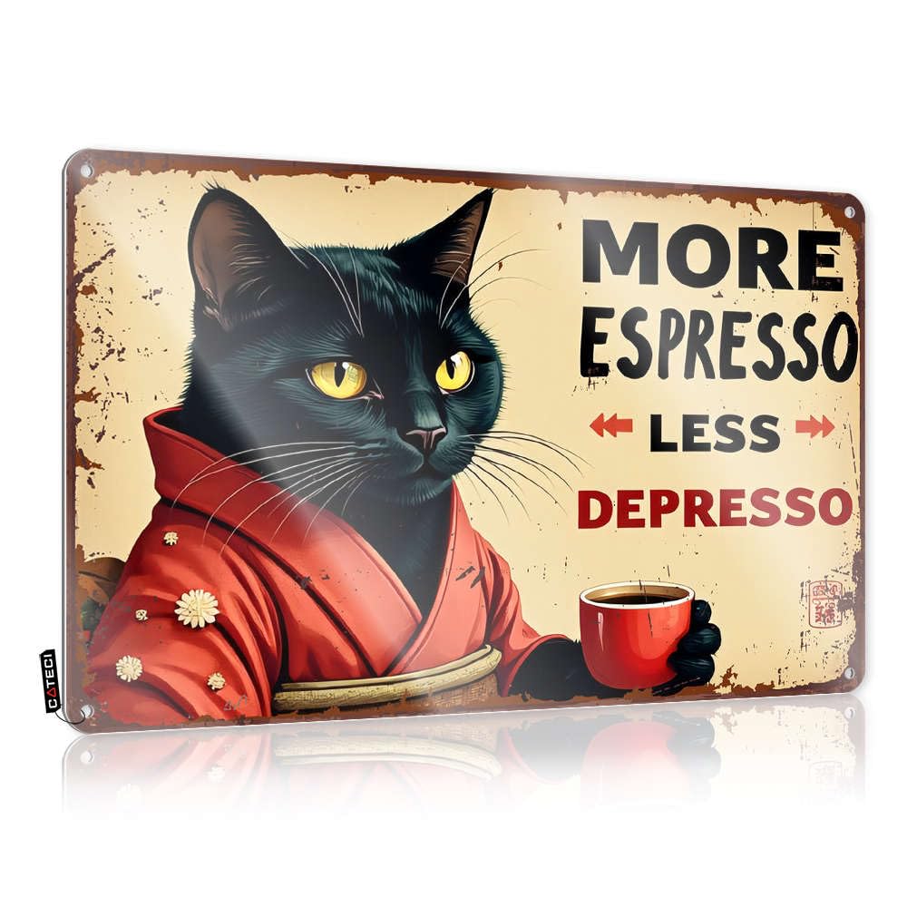 Beer Bar Metal Sign More Espresso, Less Depresso Tin Sign Tin Sign Wall Decor Garage Tin Sign(20X30CM)