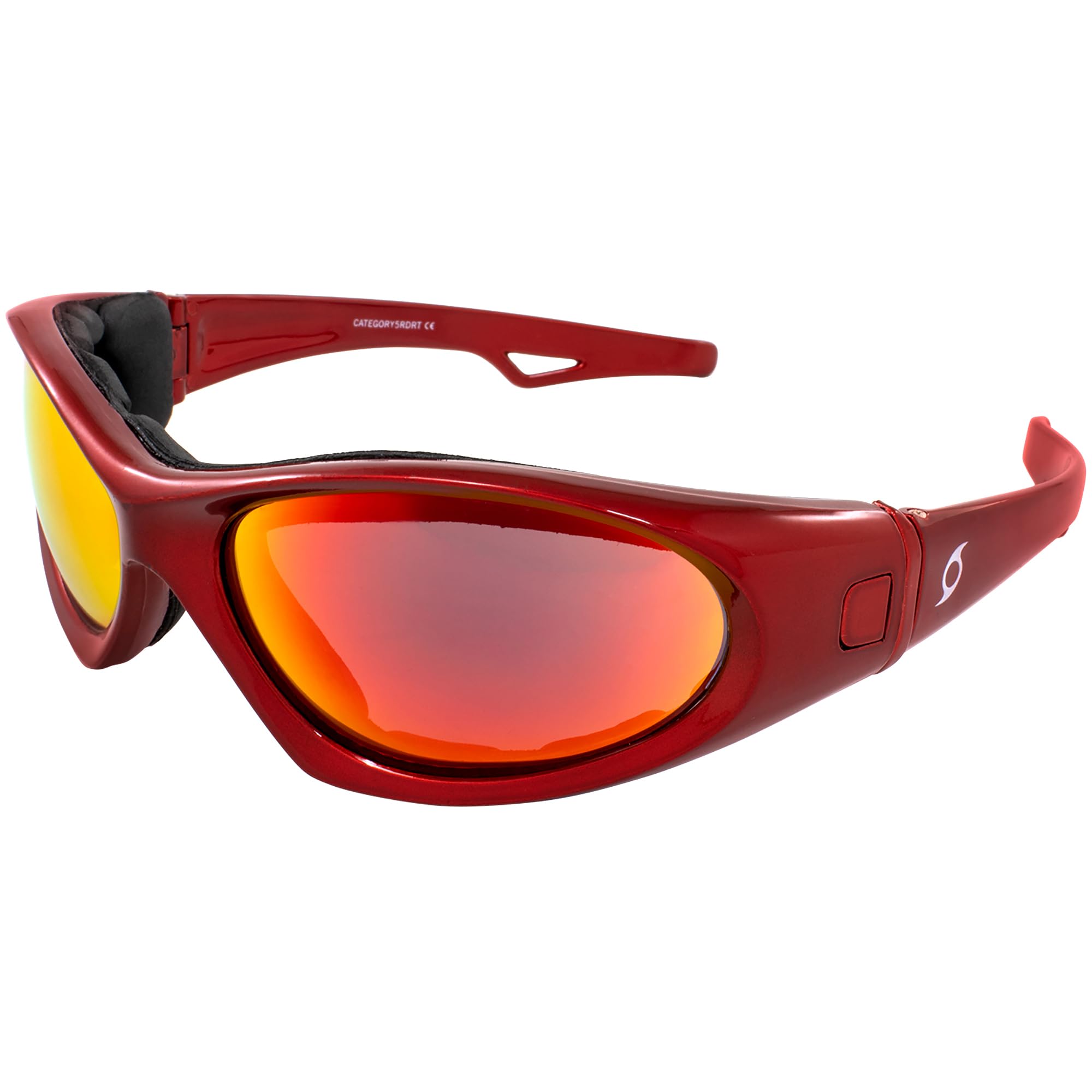 Hurricane Eyewear Categoria 5 Jet Ski Water-Sport Galleggiante 2 in 1 Occhiali da sole e maschera Montatura rossa con lenti a specchio rosse