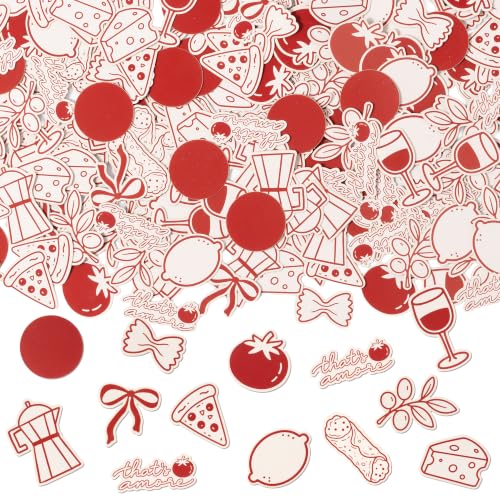 Image of BeYumi That's Amore Table Confetti - 300Pcs Italian Themed Food Party Decor | That's Amore Party Decoration Italian Bow Pasta Pizza Wine Decor Bridal Shower Engagement Wedding Anniversary Dinner Supplies