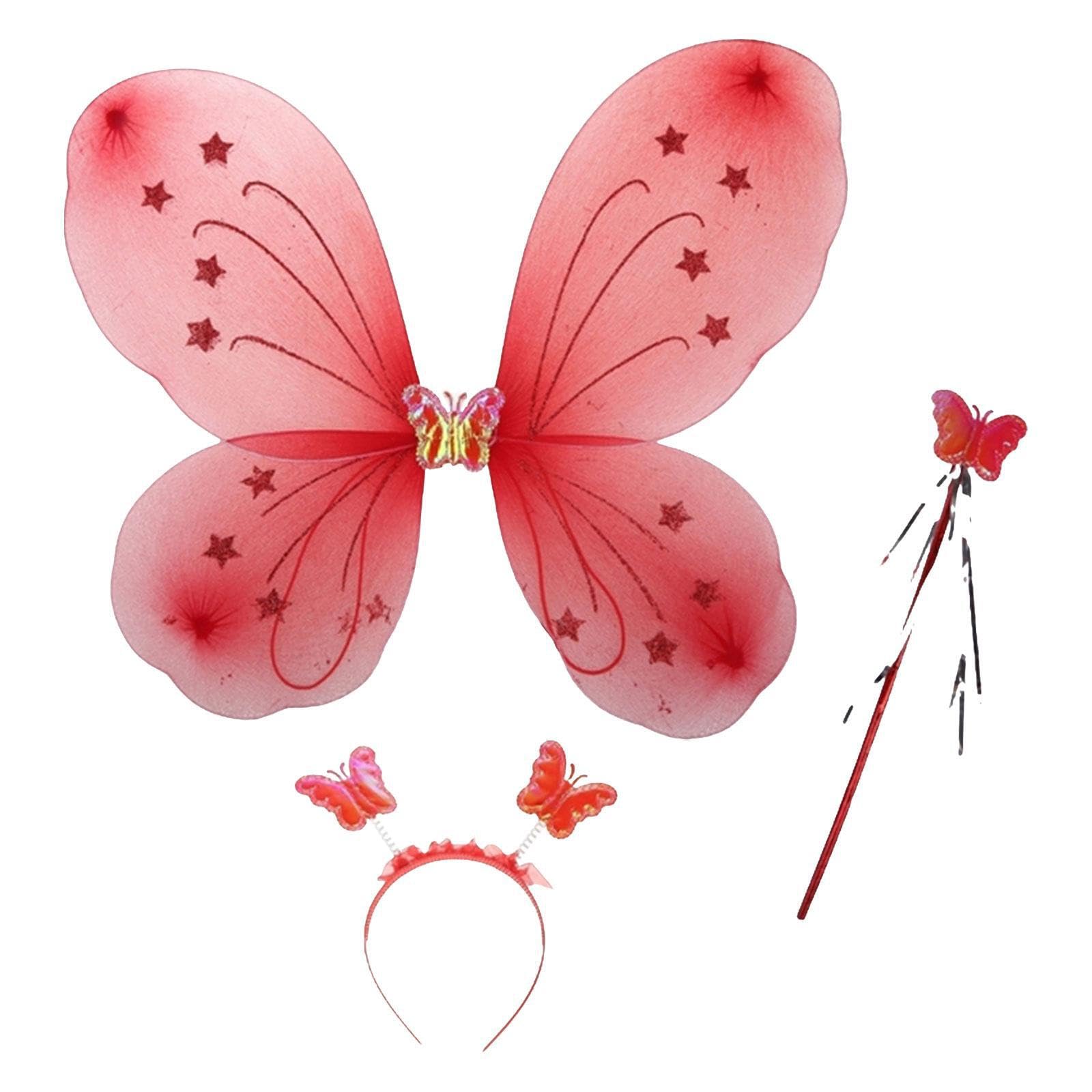 Zanthicia Kids Butterfly Wing Fancy Dress Costume Including Headband Angel Wand Celebrating Birthdays and 1 Angel Wand. Fairy Butterfly Wing is Made of Girls Fairy Costume Fancy