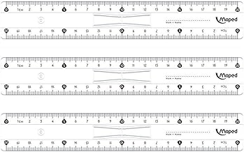 MAPED Lot de 3 Règles plate Double Décimètre Essentials Plastique 20 cm à Poignée