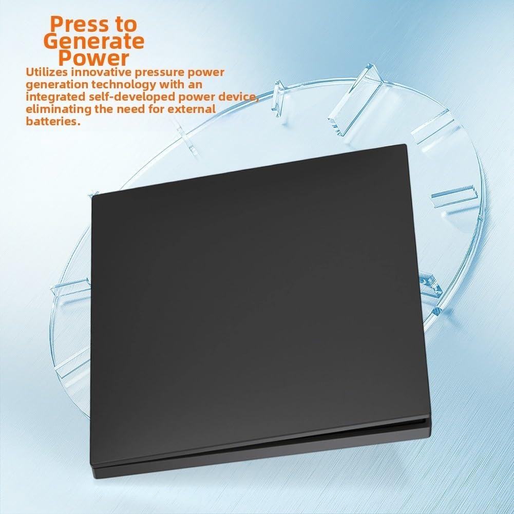DAZZLEEX Interruptor de luz de control remoto inalámbrico impermeable, potencia autogeneradora para iluminación interior y exterior, interruptor de pared eléctrico ABS portátil con control de fijación