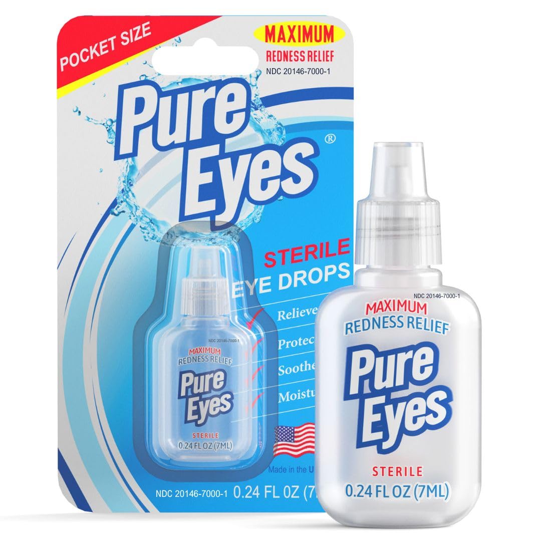 Pure Eyes Red Eyes Drops Redness Relief Lubricating Eye Drops for Dry Eyes Irritated Eyes Relief Moisturizing Eye