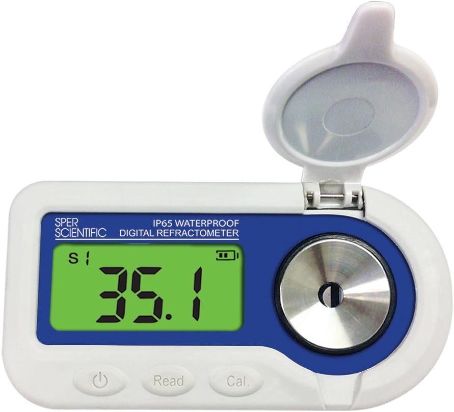 300059 Waterproof Digital Refractometer Brix 0 to 60%, 4 1/2" x 2 1/4" x 1" (108 x 57 x 25 mm) Weight 5 oz. (141 g), Grey