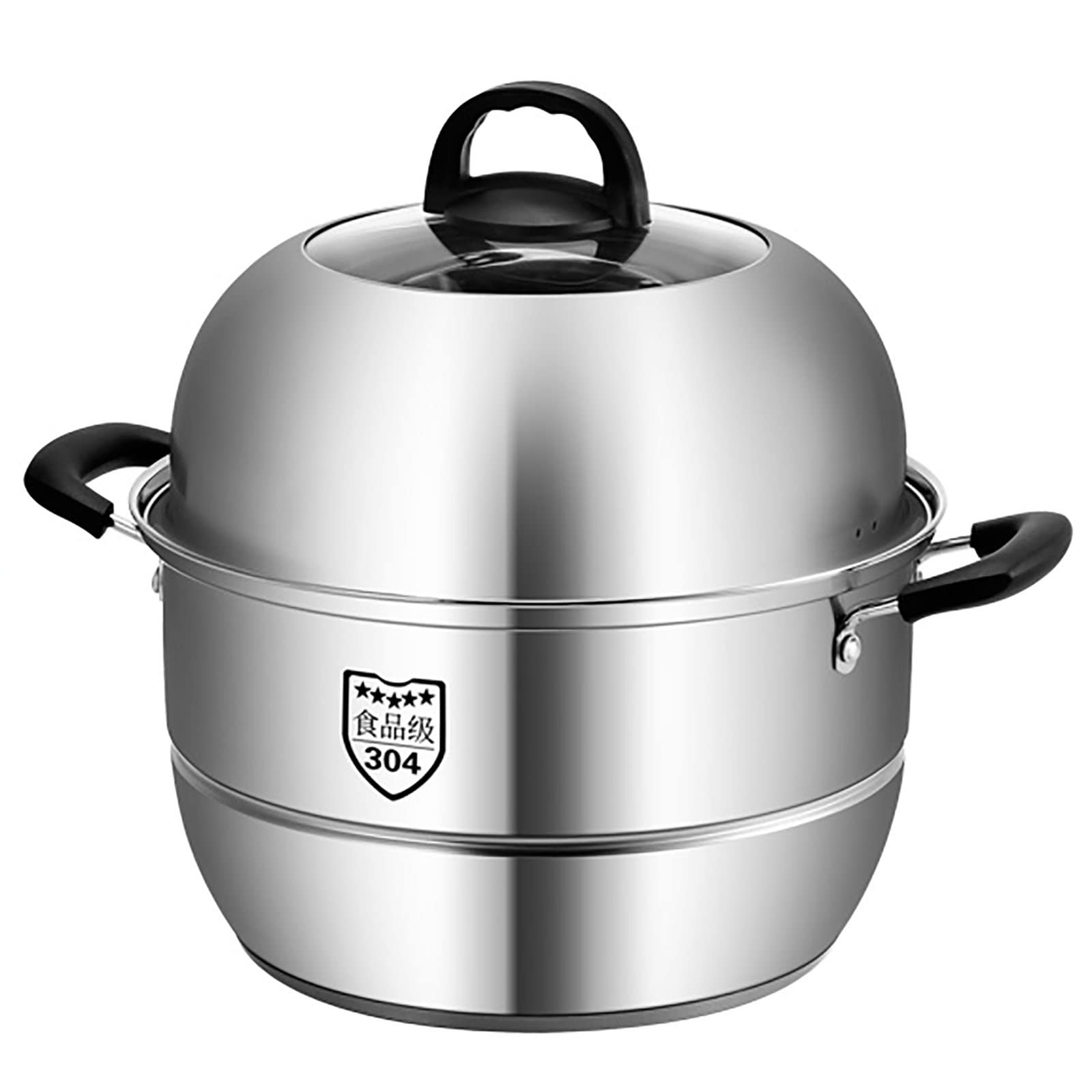 GTHTUHFD Steamer Cookware/Pot/304 Food Grade Stainless Steel,3-Layer Composite Pot Bottom,Steamed Seafood,Stewed Chicken Soup,28Cm,32Cm,32Cm (Size_Name 28Cm),size_name-28cm