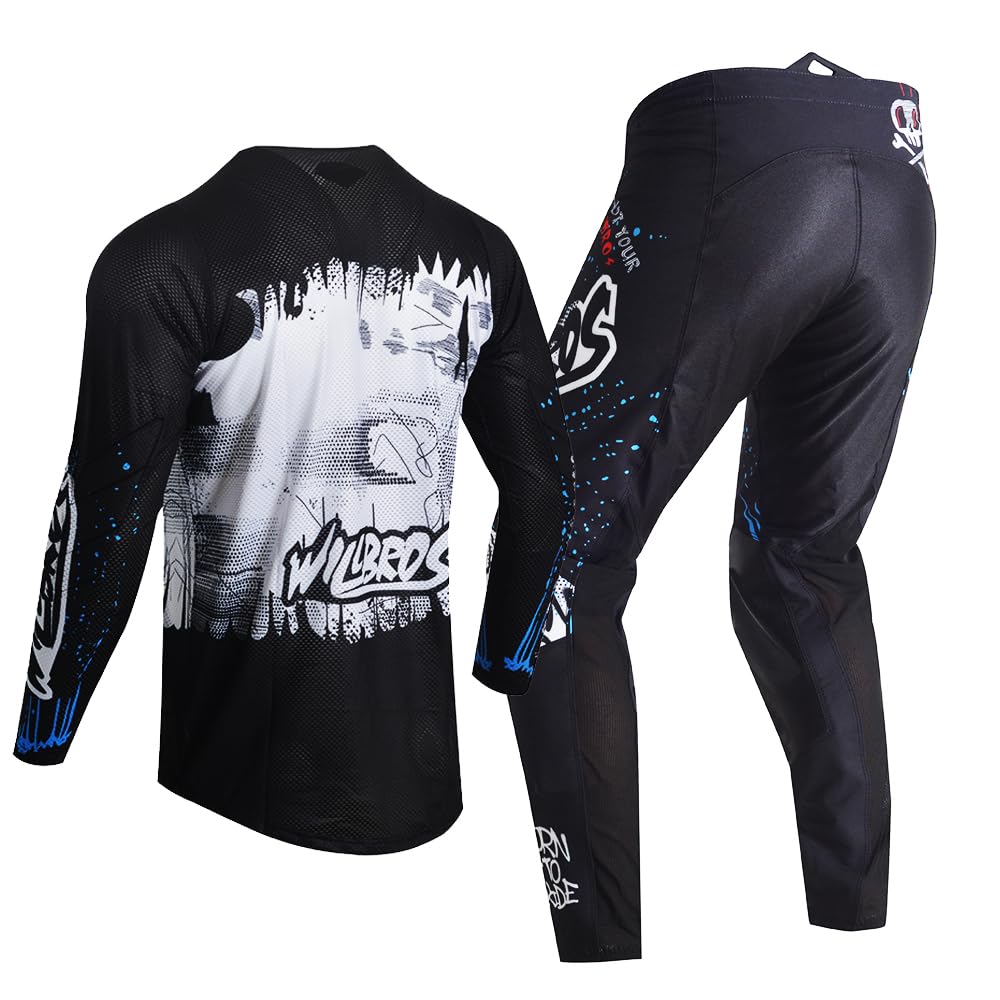 Giovani Completo Maglia e Pantaloni da Motocross e MX BMX Enduro MTB Moto Quad Fuoristrada Corse Bambini Ragazzi Ragazze