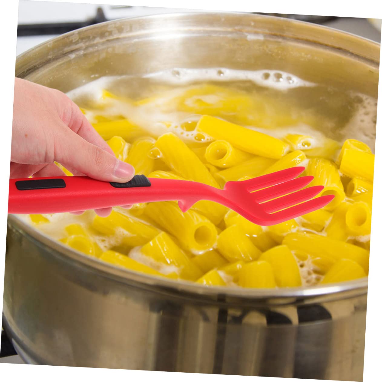 Tenedor De Cocina De Silicona Flexible Resistente Al Calor Para Pasta y Ensalada, 2 Piezas, Color Rojo Intenso, Apto Para Uso Diario En Hogar y Cocina