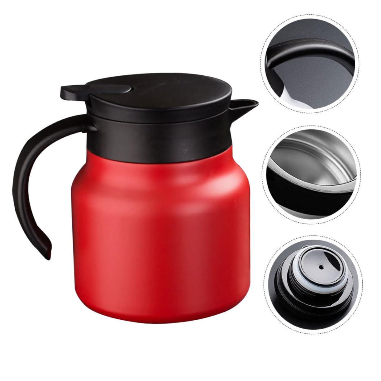 SOLUSTRE Cafetera de Acero Inoxidable Cafetera Hogar para Calentar Agua Caliente con Asa y Tapa Color Rojo Mini