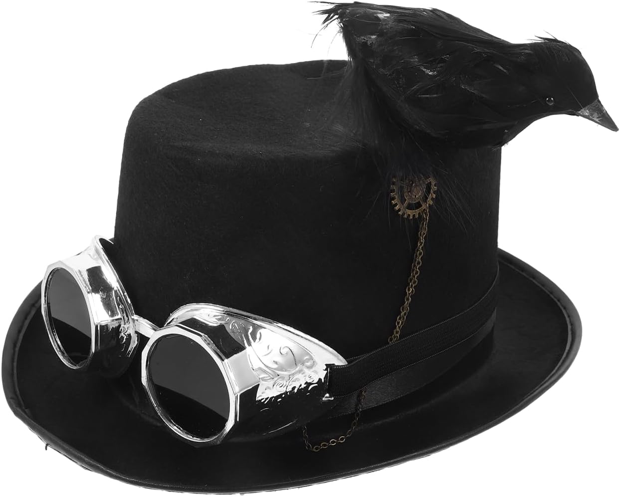 TOYANDONA Halloween Hat with and Crow Decor Halloween Black Top Hat Steampunk Costume Accessories Cosplay Prop for Men Women