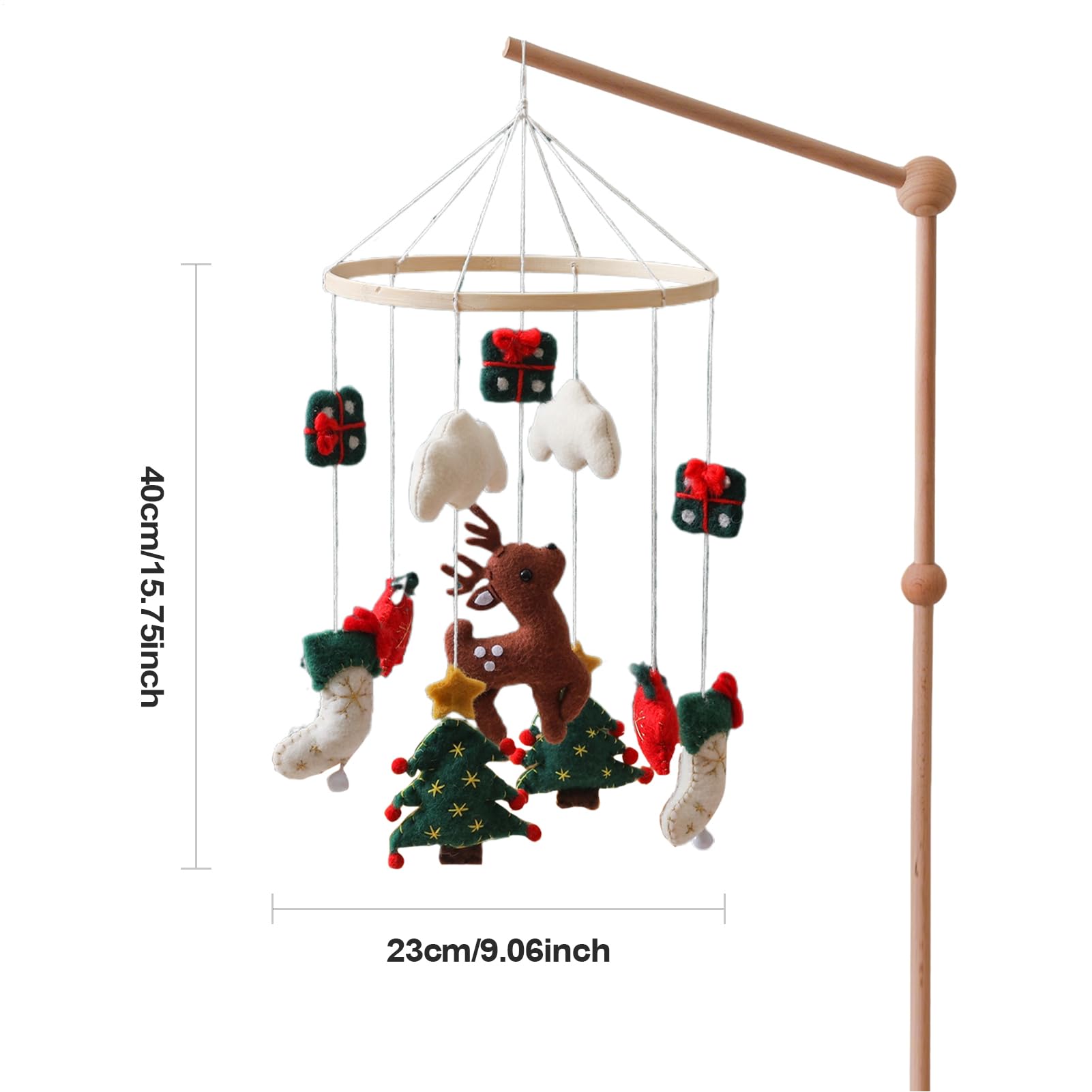 Mobili per Culla Carillon Natalizio per Culla | Carillon Sonoro Renna di Albero di Natale per Parete Camera Bambini Compleanno