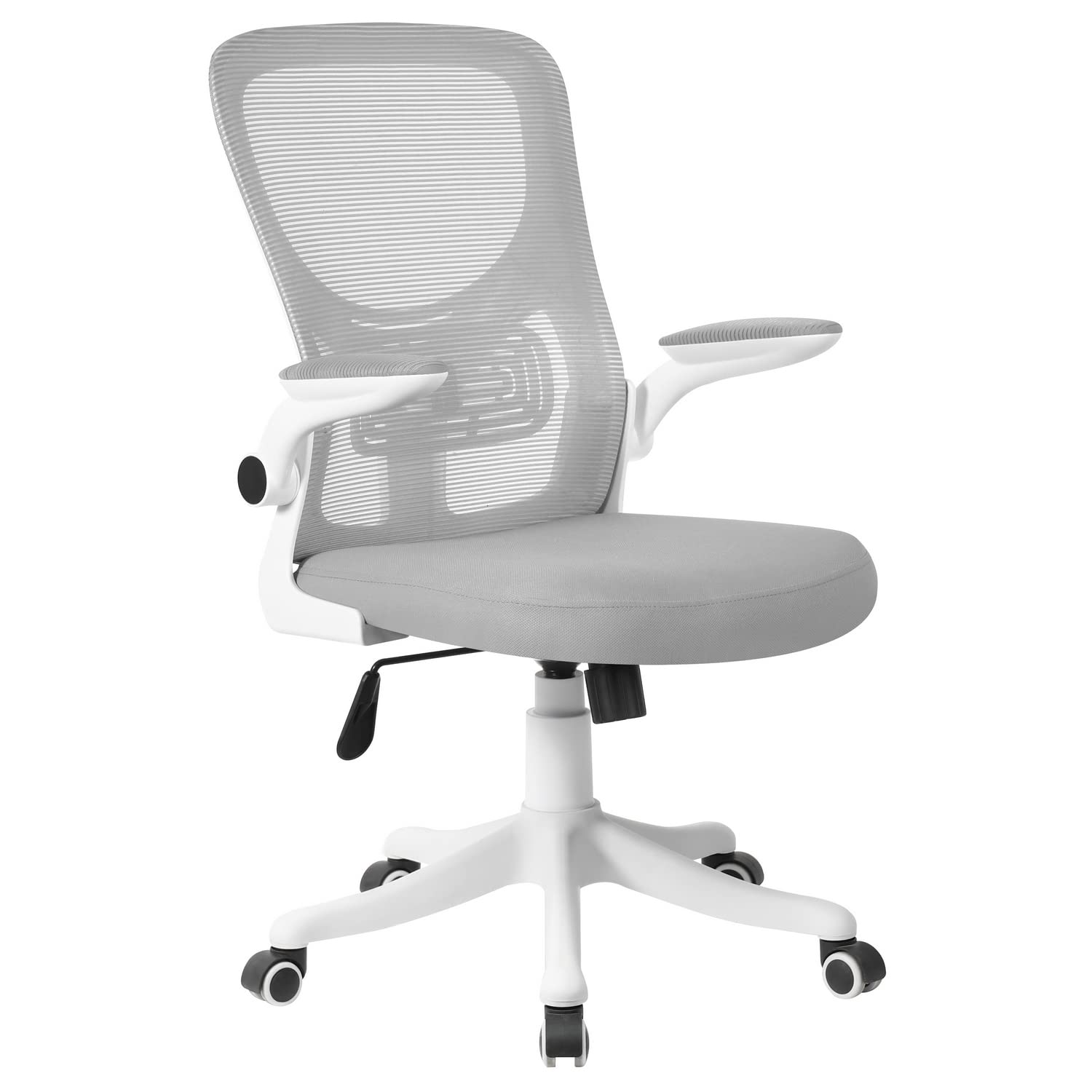Brigros WeHome - Sedia da Ufficio Ergonomica Vivi in Rete Traspirante con Supporto Lombare, Girevole e Regolabile in Altezza con Braccioli Inclinabili, Base con Ruote, Grigio