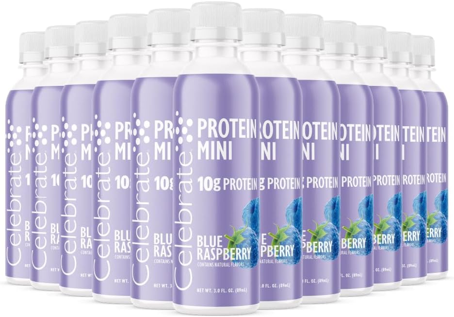Celebrate Vitamins Collagen Mini Drink – Hydrolyzed Collagen Peptides Skin Hair Nails Joint Support – 10g Protein, Types I & III, Sugar-Free, Gluten-Free Ready-to-Drink, Low-Calorie Beauty & Wellness
