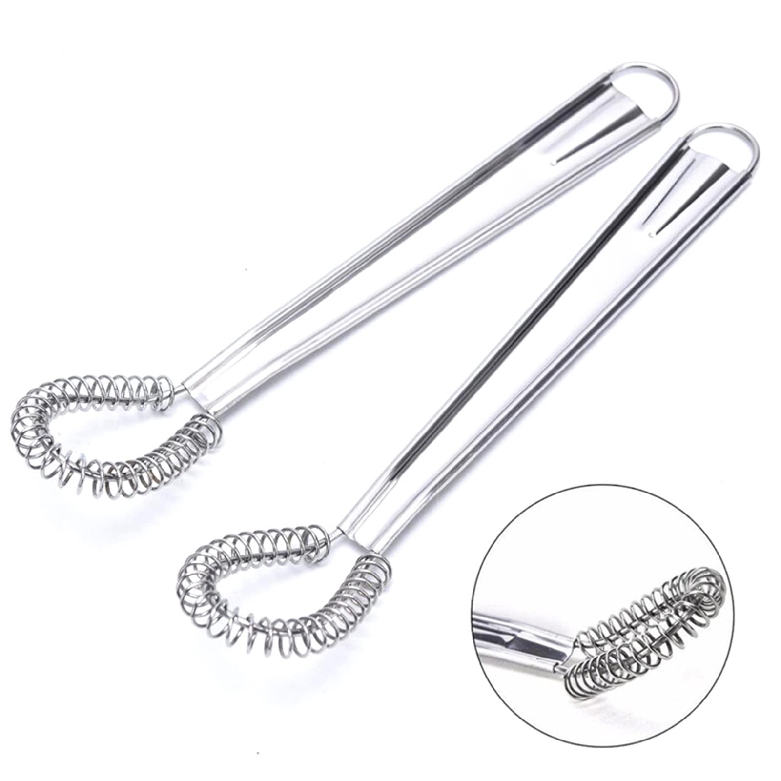 Batidor de cocina, batidor mano mágico acero inoxidable con resorte, mini huevos y salsas