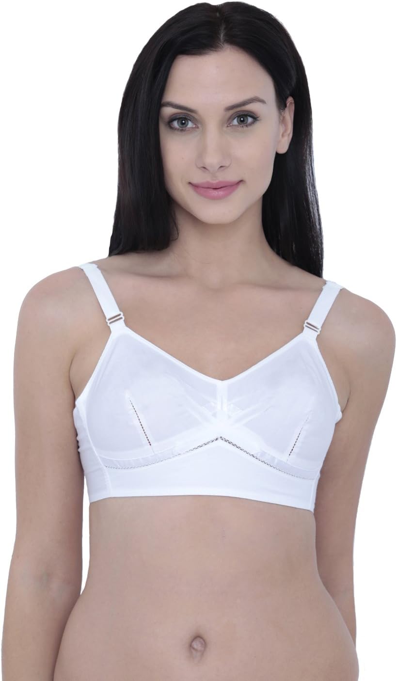 Libertina - Princess Cotton Straps White Colour Non Padded Comfortable, Skin Friendly Regular Women Cotton Bra - Pack of 1