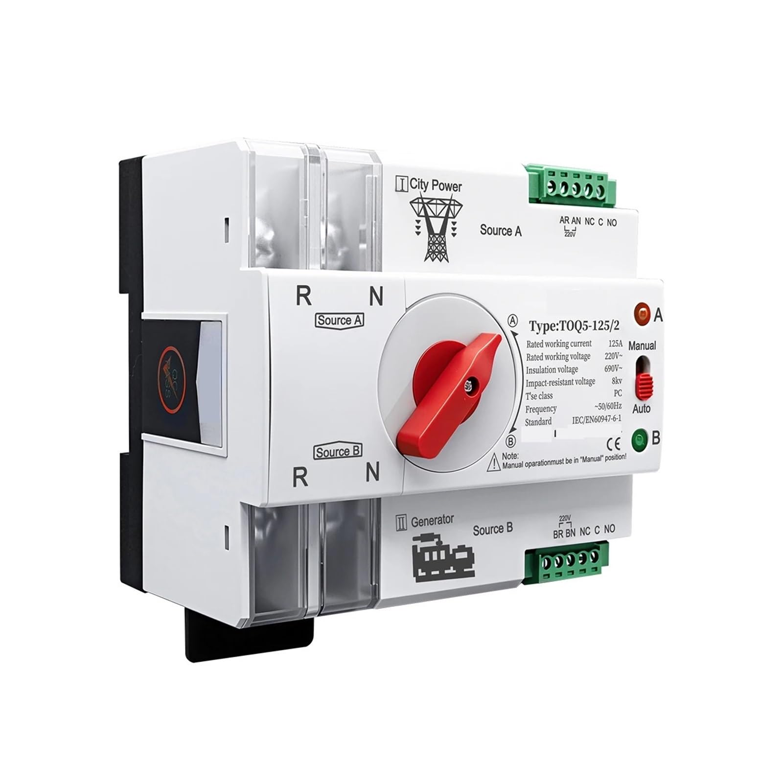 Interruttore di trasferimento automatico, compatibile con TOMZN,