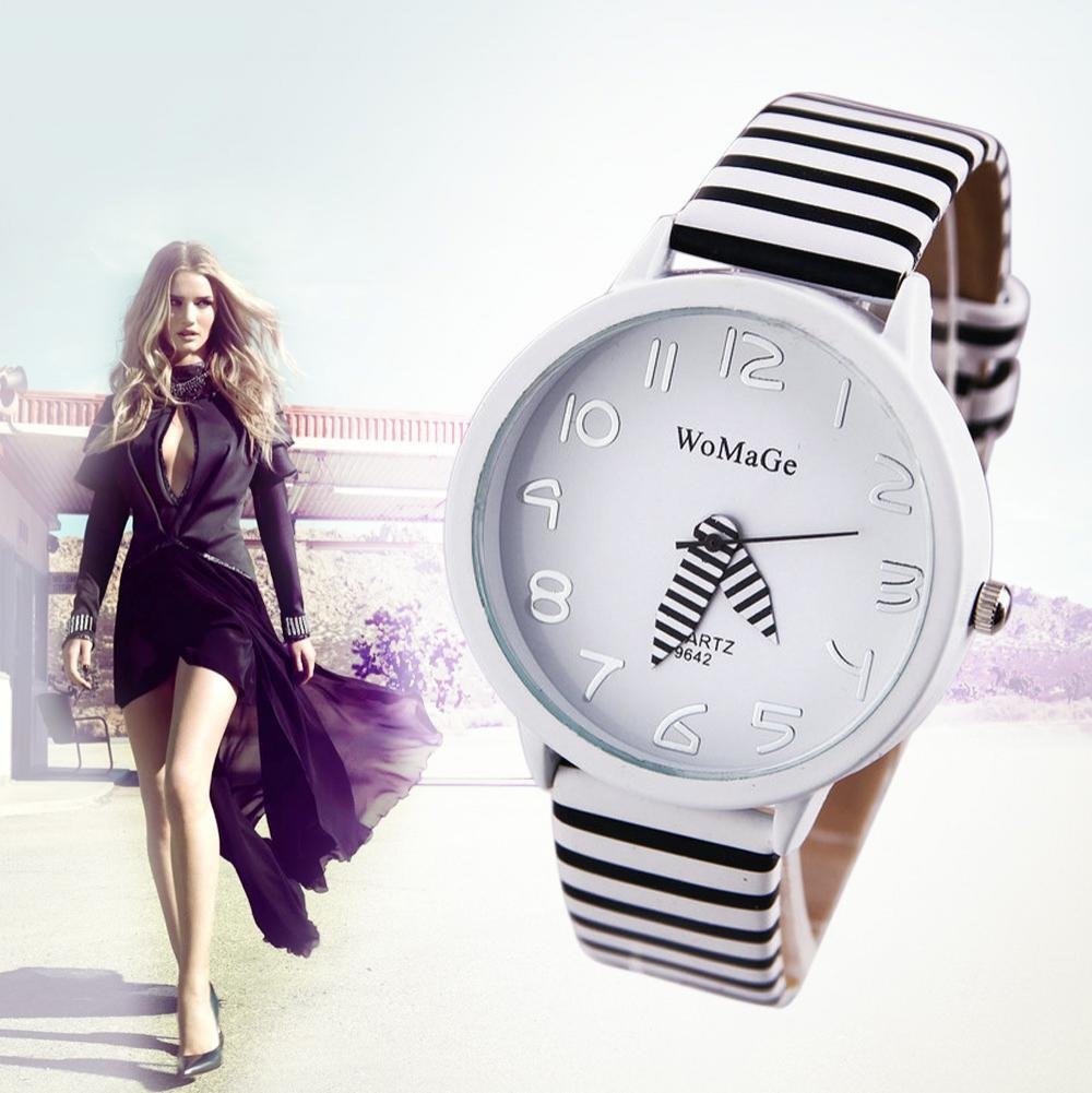 LNTGO Wamage Ladies Zebra Pattern Quartz Watch Women'S Fashion Analog Casual Wristwatches