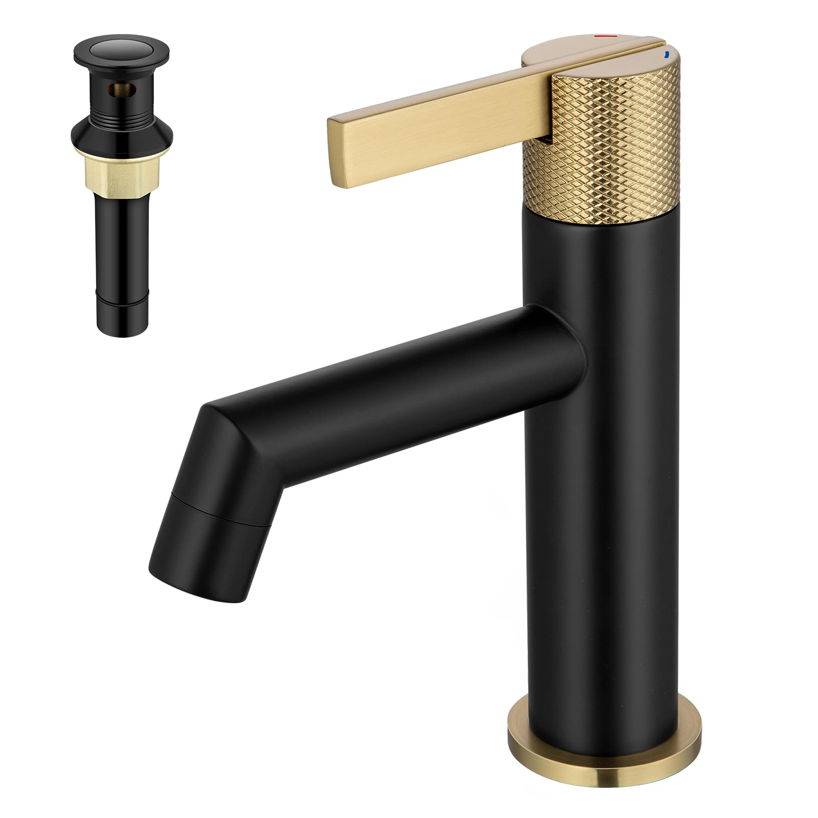Aection Black and Gold Bathroom Faucets 1 Hole???Solid Brass Single