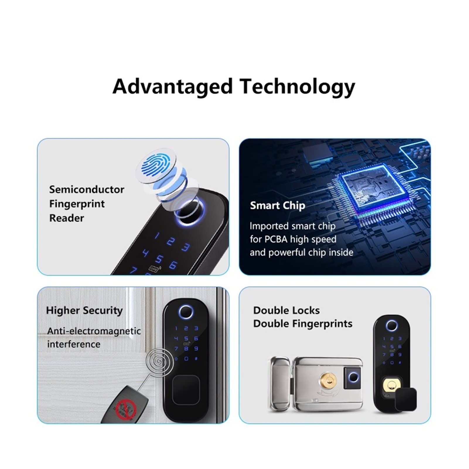 Inteligentny zamek do drzwi, Biometryczny podwójny odcisk palca Lock Keyless WIFI Fechadura Eletronica Smart Rim Blokada drzwi na zewnątrz