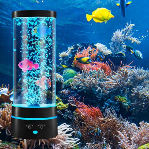Ambesty Lavalampe LED Aquarium Mit Fernbedienung - Blase Fischlampe, 16 Farben Und 4 Modi - Blasenlichtlampe für Zuhause, Schlafzimmer, Büro, Geschenke