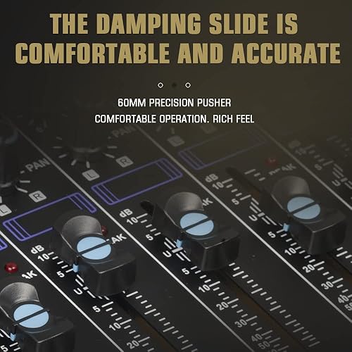 Miniatura 4 de Weymic MX-120 Mezclador profesional (12 canales) para grabar DJ, escenario, karaoke, ecualizador gráfico W y efecto DSP con unidad USB para entrada