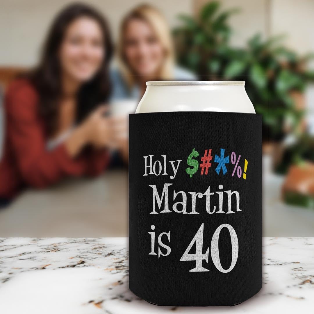 Personalized 40th Birthday Coolie Holy Cow Your Name is 40 or Any Age Custom Name & Age 40th Birthday Party 24-Pack Personalized Can Drink Thermocoolers Party Pack