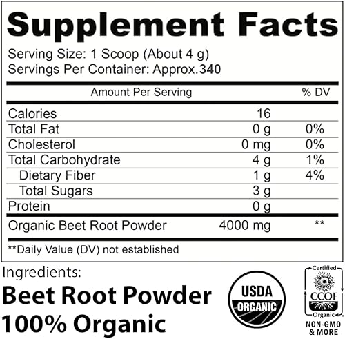 Miniatura 4 de EarthWise Aromatics Organic Beet Root Powder - 3 lbs (48oz) - Raw & Non-GMO - 100% Certified Organic - Superfood Tea and Smoothy Mix