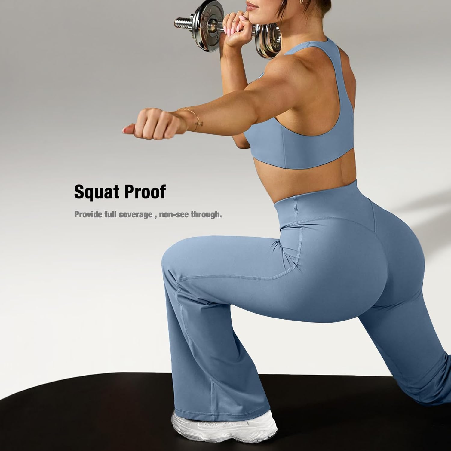 JGS1996 Wide Leg Yoga Pants Bottoms Straight Leg Leggings for Women High Waist Stretch Booty Casual Gym Workout Sweatpants - Image 5