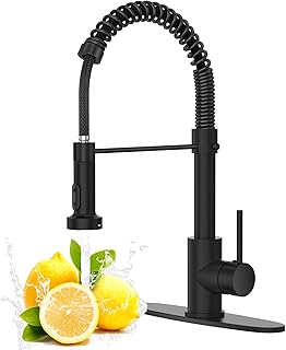 Black Kitchen Faucet with Pull Down Sprayer, High Arc Spring 304 Stainle...